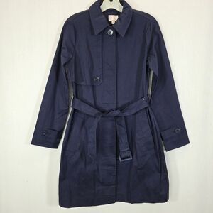 Riley & Rae Navy Blue Belted Trench Coat - Size XS - Excellent Condition